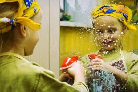 girl windows window cleaning