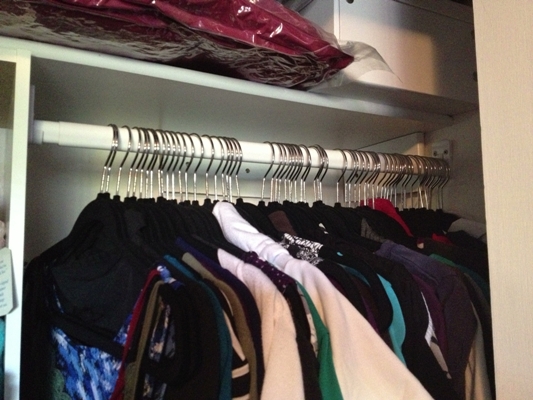 thin hangers in closet doubling space