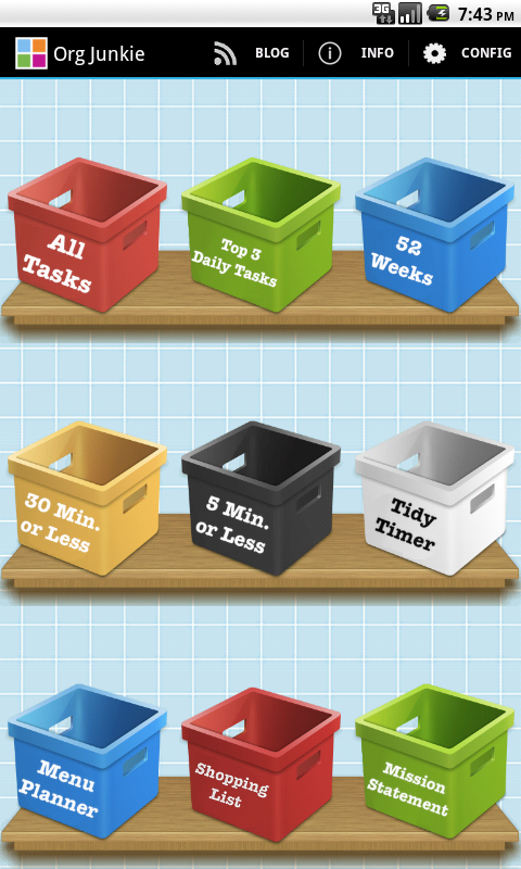 Check out the Organizing Junkie app availble for iTunes and Android