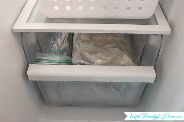 Safely store raw meat products in the BOTTOM bin of your refrigerator or freezer