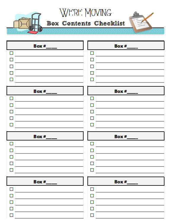 box contents checklist - free moving printable!