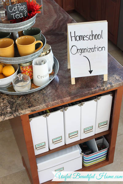 Keeping homeschool organized at the kitchen table