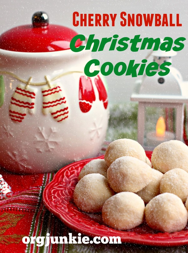 Cherry Snowball Christmas Cookies recipe at orgjunkie.com
