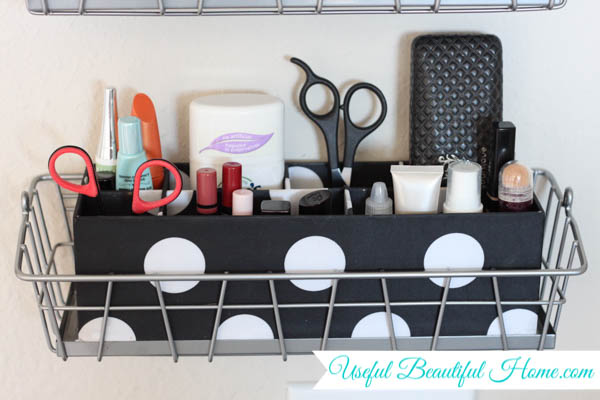 condensing and organizing vertically in the bathroom