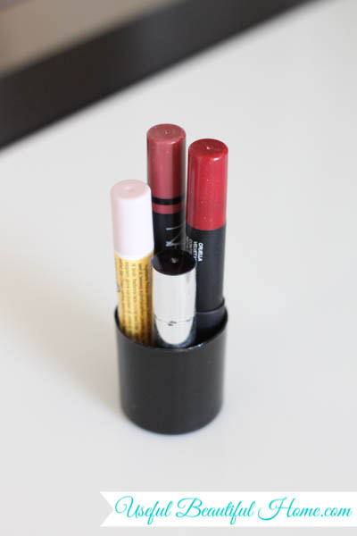 storing narrow lip products upright