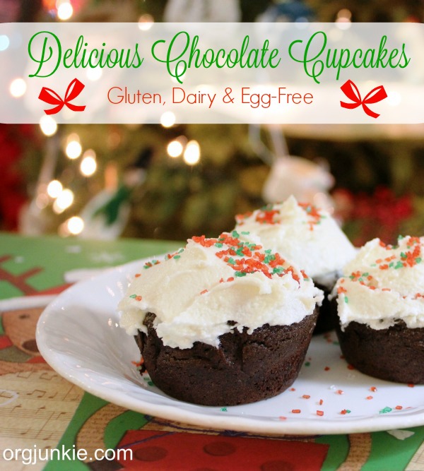 Gluten Dairy Egg-Free Chocolate Cupcakes at I'm an Organizing Junkie blog