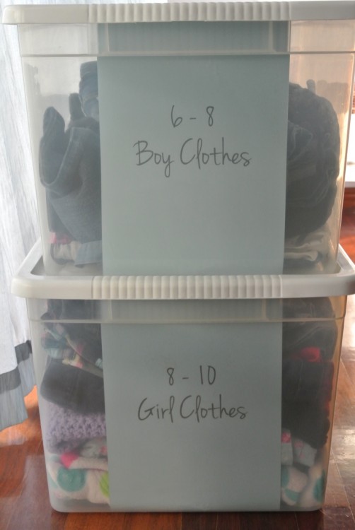 organized kids' clothes