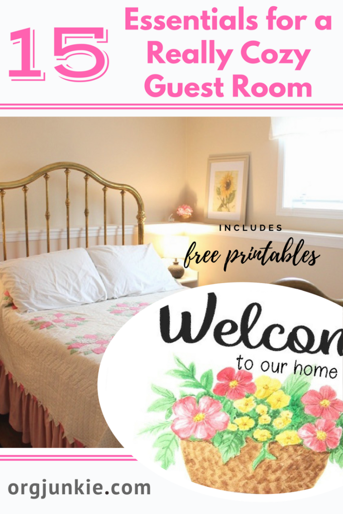 15 Essentials for a Really Cozy Guest Room &amp; Free Welcome Printables