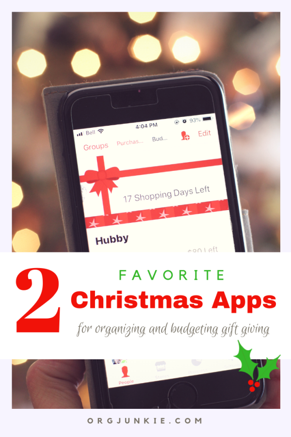 My two favorite Christmas Apps for organizing and budgeting gift giving at I'm an Organizing Junkie blog