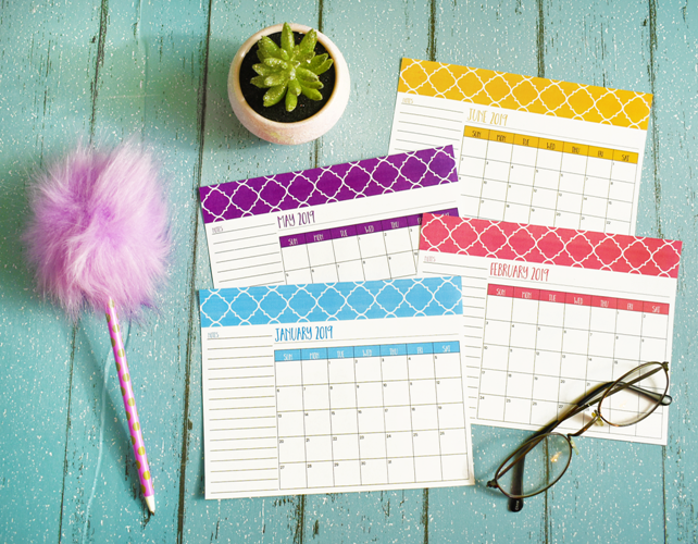 Stay Organized with Free Printable 2019 Calendars at I'm an Organizing Junkie blog