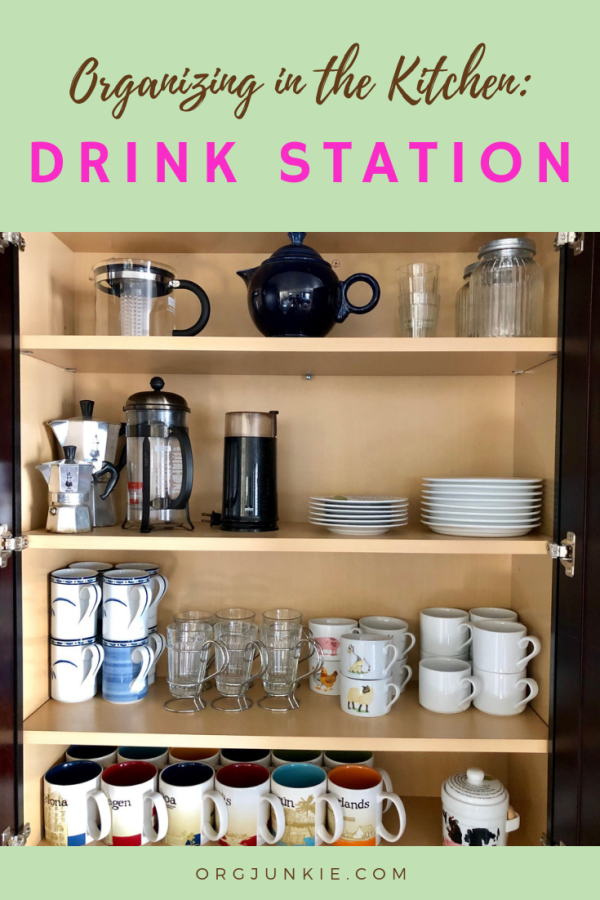Small Organized Spaces: How to Organize a Kitchen Drink Station at I'm an Organizing Junkie blog