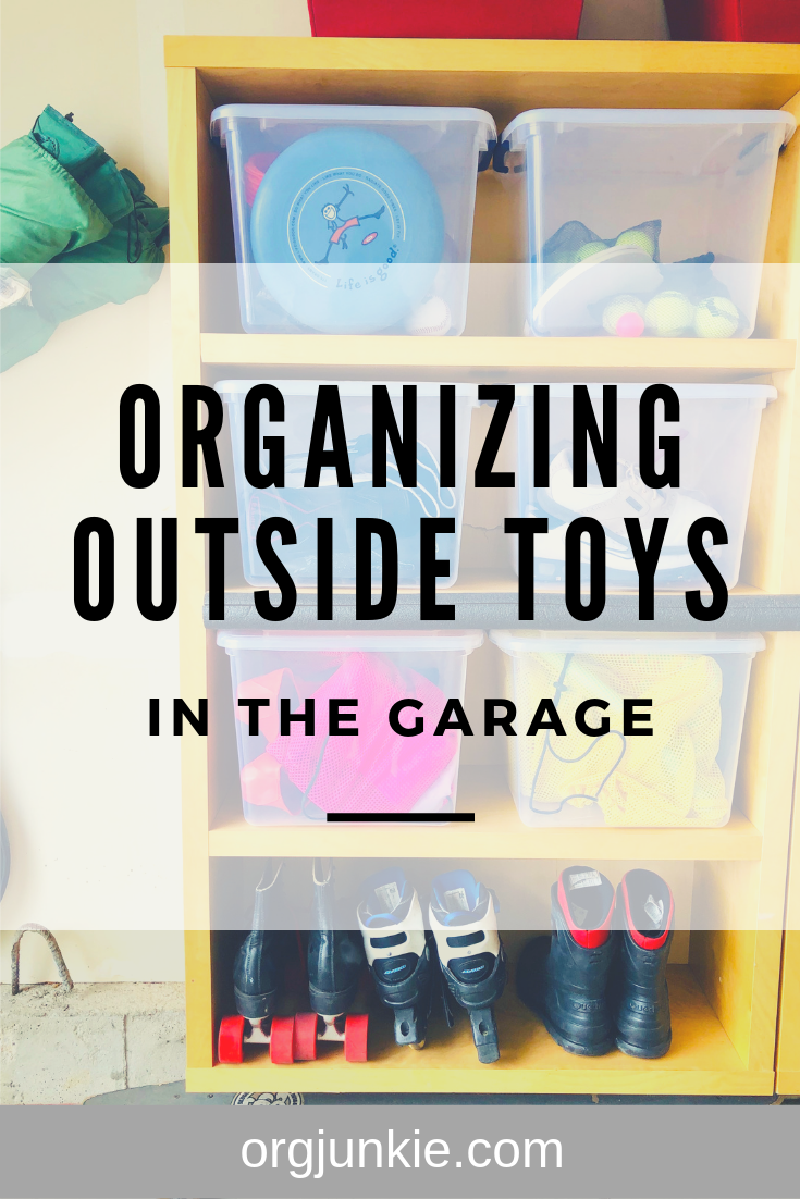 My Three Go-To Tips for Organizing Outside Toys in the Garage at I'm an Organizing Junkie blog