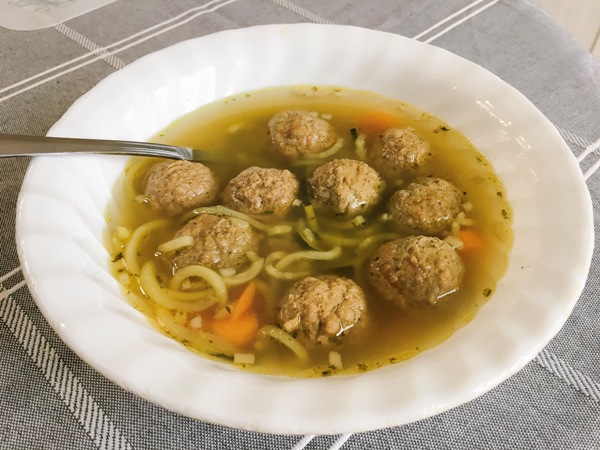 Slow Cooker Meatball Zoodle Soup