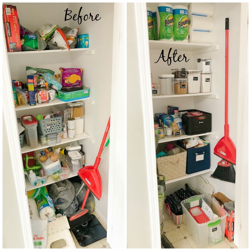 Before and After Closet Pantry Organization with Zero Dollars Spent!