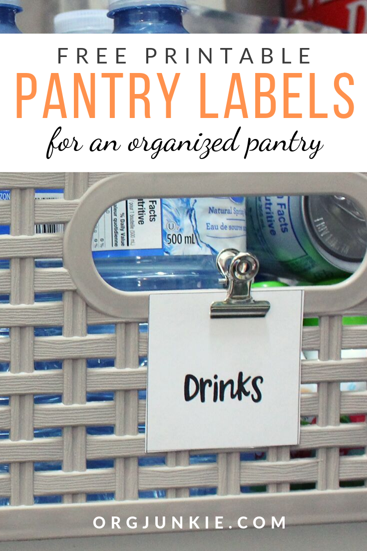 Free Printable Pantry Labels for an Organized Pantry at I'm an Organizing Junkie blog