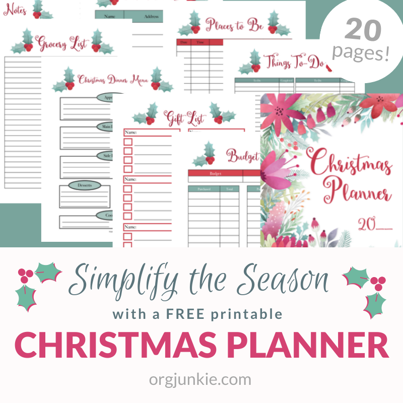 Free Printable Christmas Planner & Tips to Help You Simplify the Season at I'm an Organizing Junkie blog