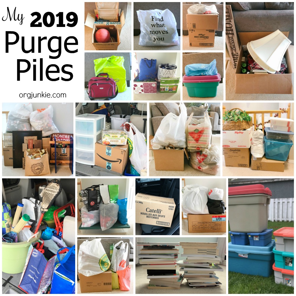 My 2019 Purge Piles ~ Will 2020 be your year to curb your clutter? at I'm an Organizing Junkie blog