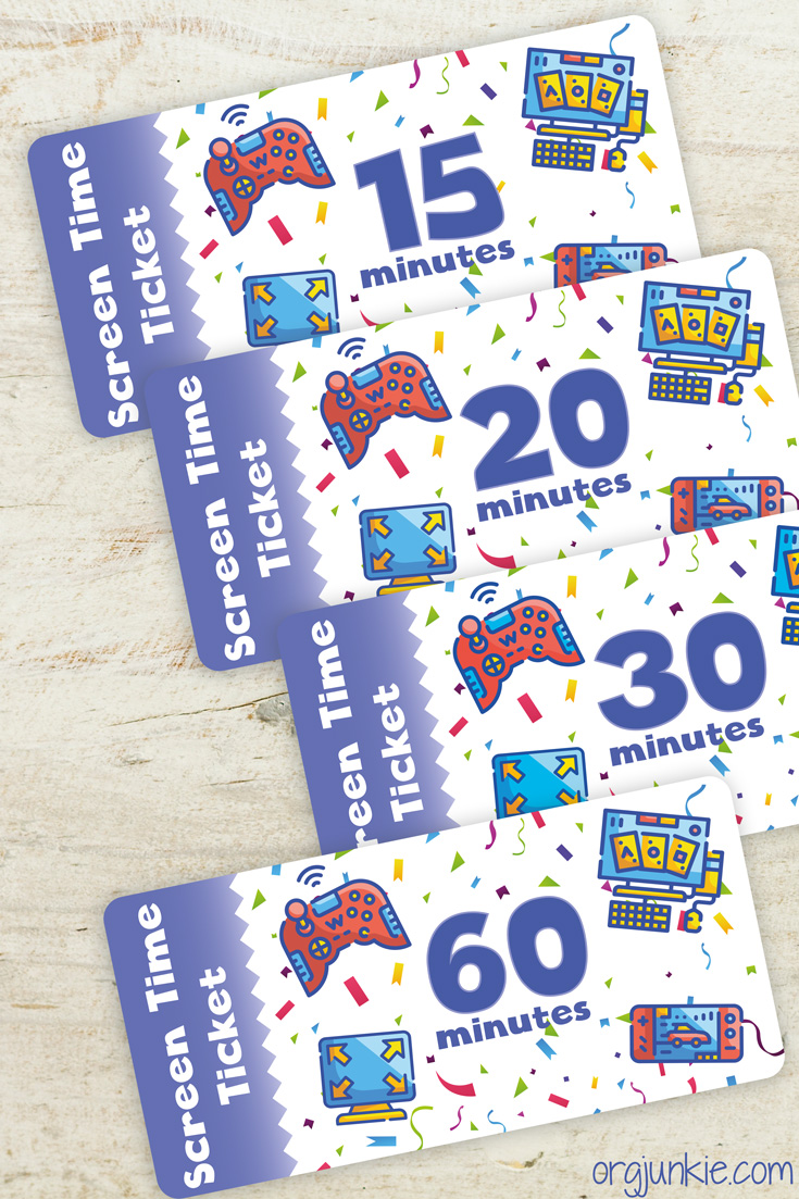 Free printable Screen Time Tickets