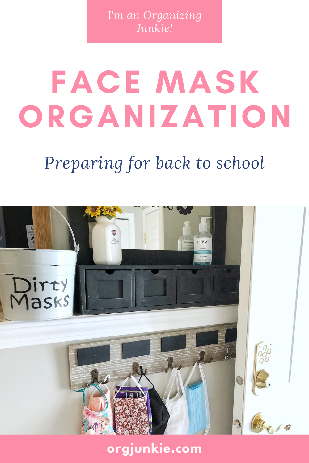 Preparing for Back to School ~ Face Mask Organization at I'm an Organizing Junkie blog