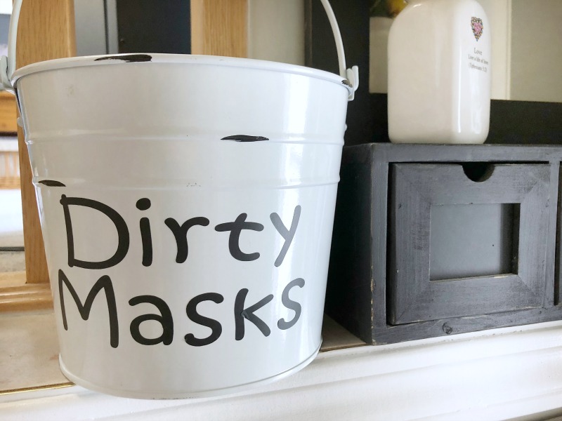 Preparing for Back to School ~ Face Mask Organization - dirty masks bucket