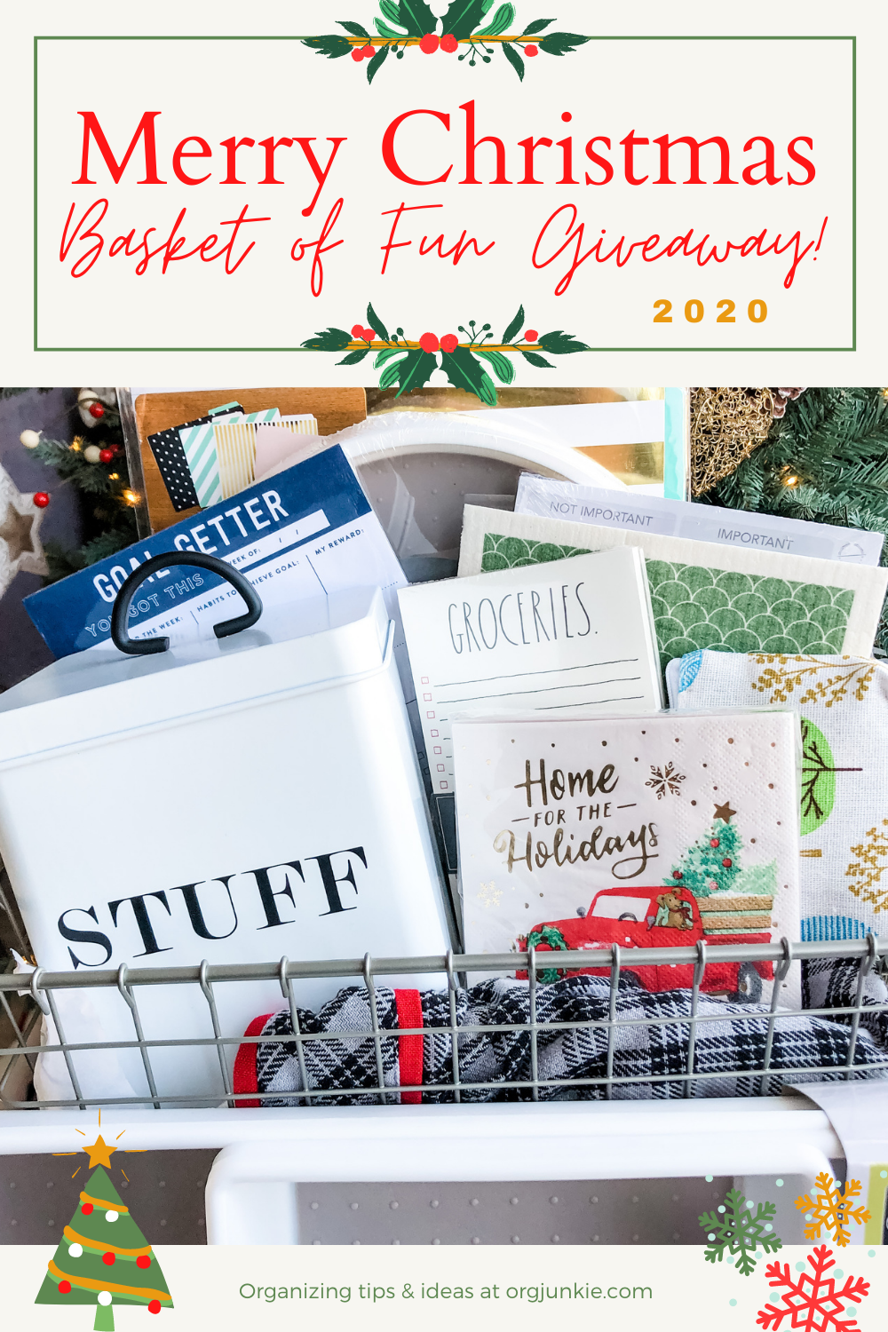 The 2020 Merry Christmas Basket of Fun Giveaway is Here! at I'm an Organizing Junkie blog