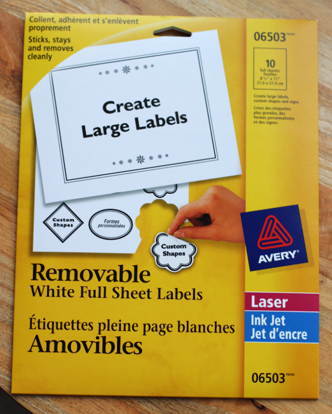 Avery full sheet labels