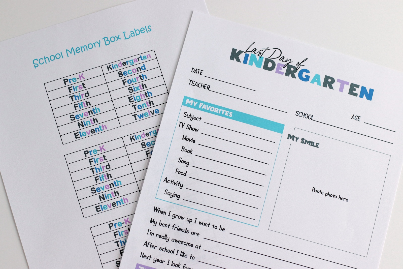 Time Capsule Kit for setting up school memory boxes - free printables!