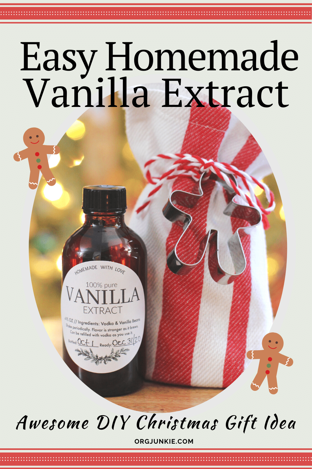 DIY Christmas Gift ~ Homemade Vanilla Extract with Pretty Labels at I'm an Organizing Junkie blog